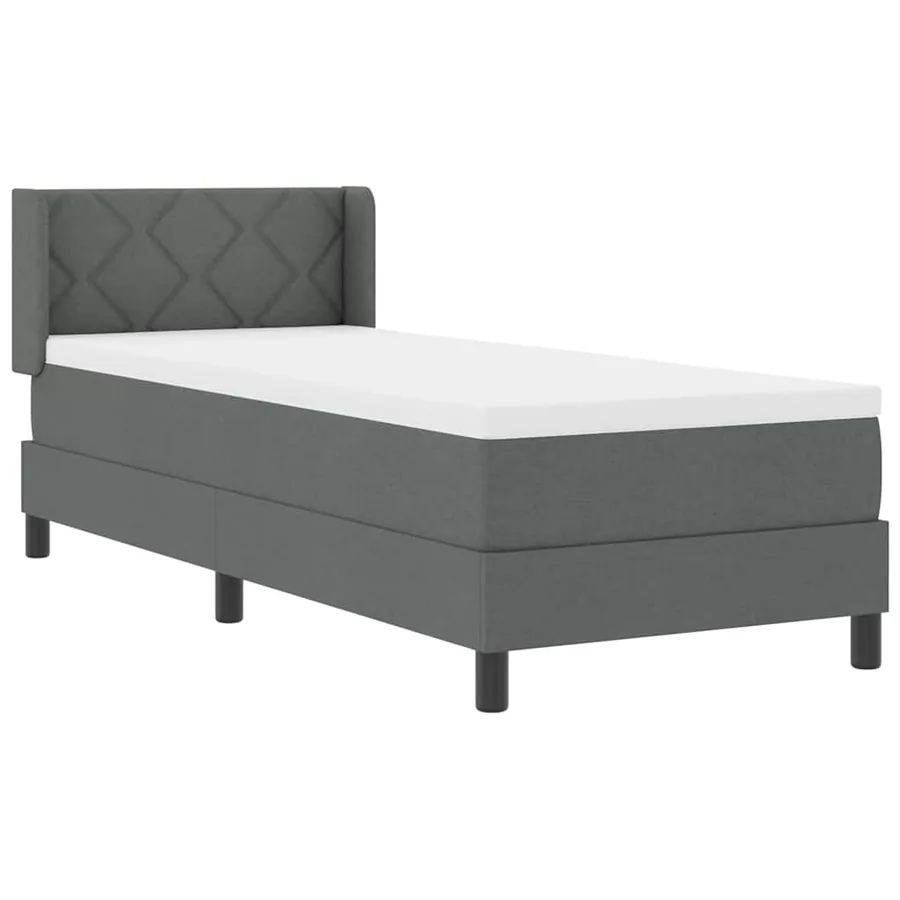 Lit à ressorts avec tête de lit Gris foncé 200 x 80 cm tissu - 6