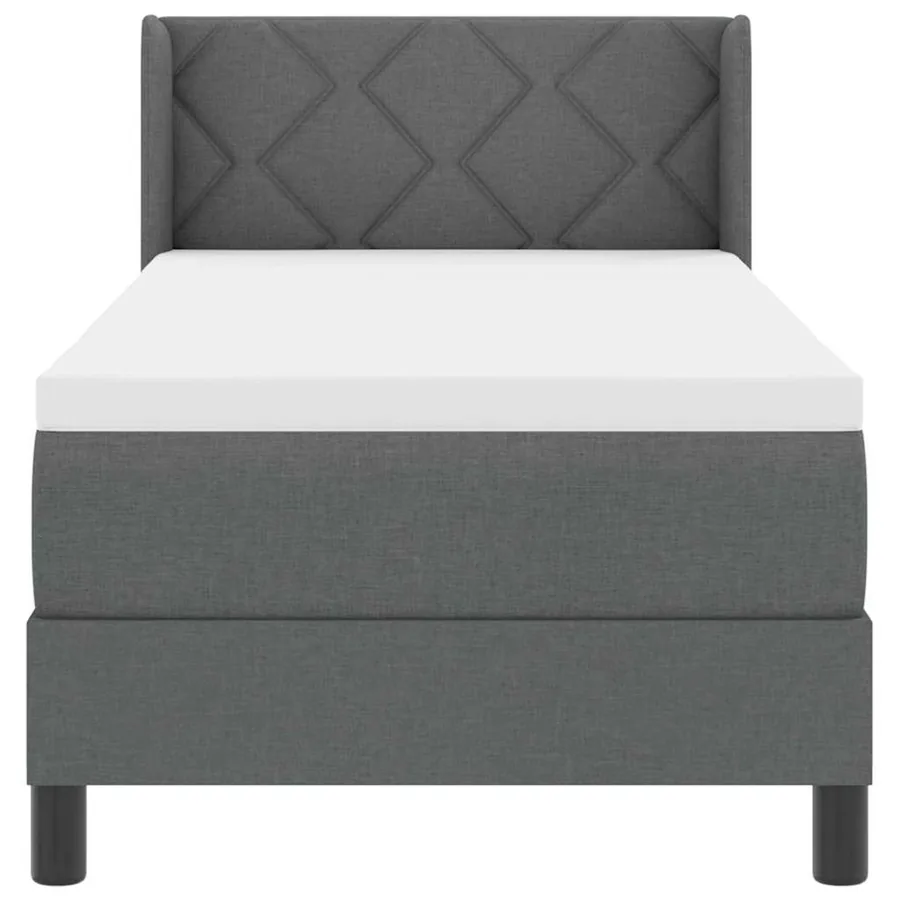 Lit à ressorts avec tête de lit Gris foncé 200 x 80 cm tissu - 7