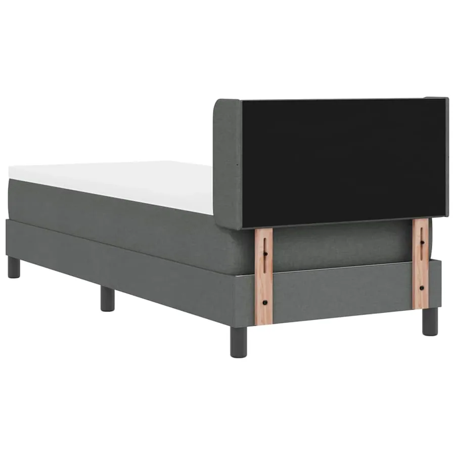 Lit à ressorts avec tête de lit Gris foncé 200 x 80 cm tissu - 9