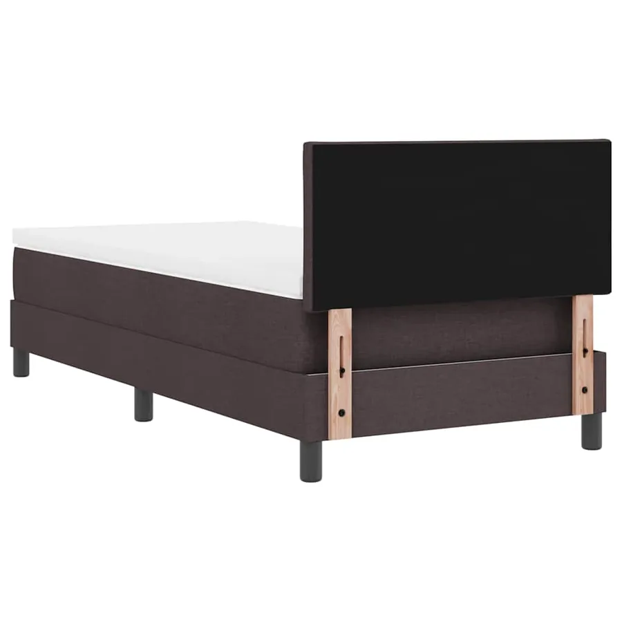 Lit à ressorts avec coussin Marron foncé 90 x 200 cm tissu - 10