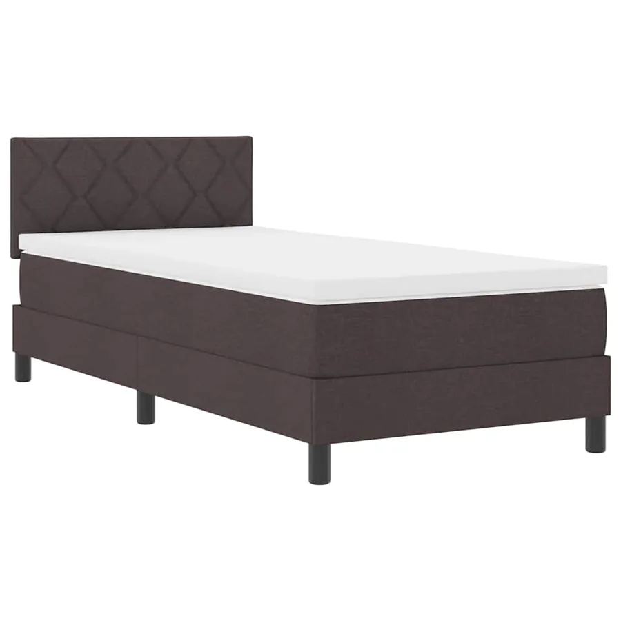 Lit à ressorts avec coussin Marron foncé 90 x 200 cm tissu - 2