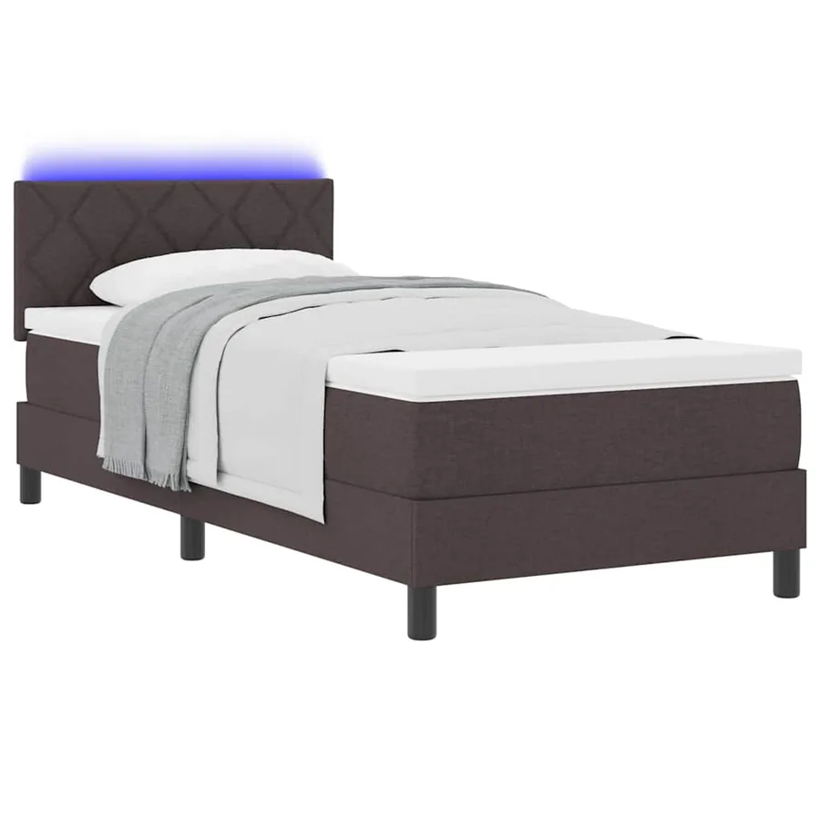 Lit à ressorts avec coussin Marron foncé 90 x 200 cm tissu - 3
