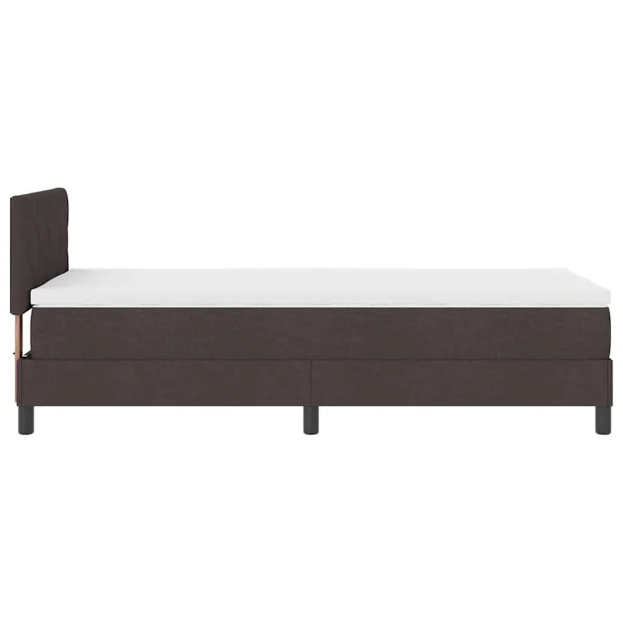 Lit à ressorts avec coussin Marron foncé 90 x 200 cm tissu - 9