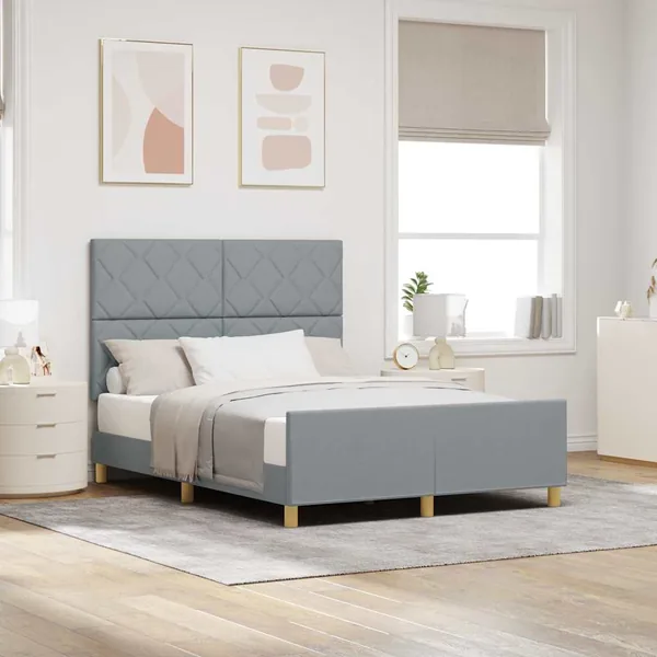 Cadre de lit avec tête de lit Gris clair 160 x 200 cm tissu