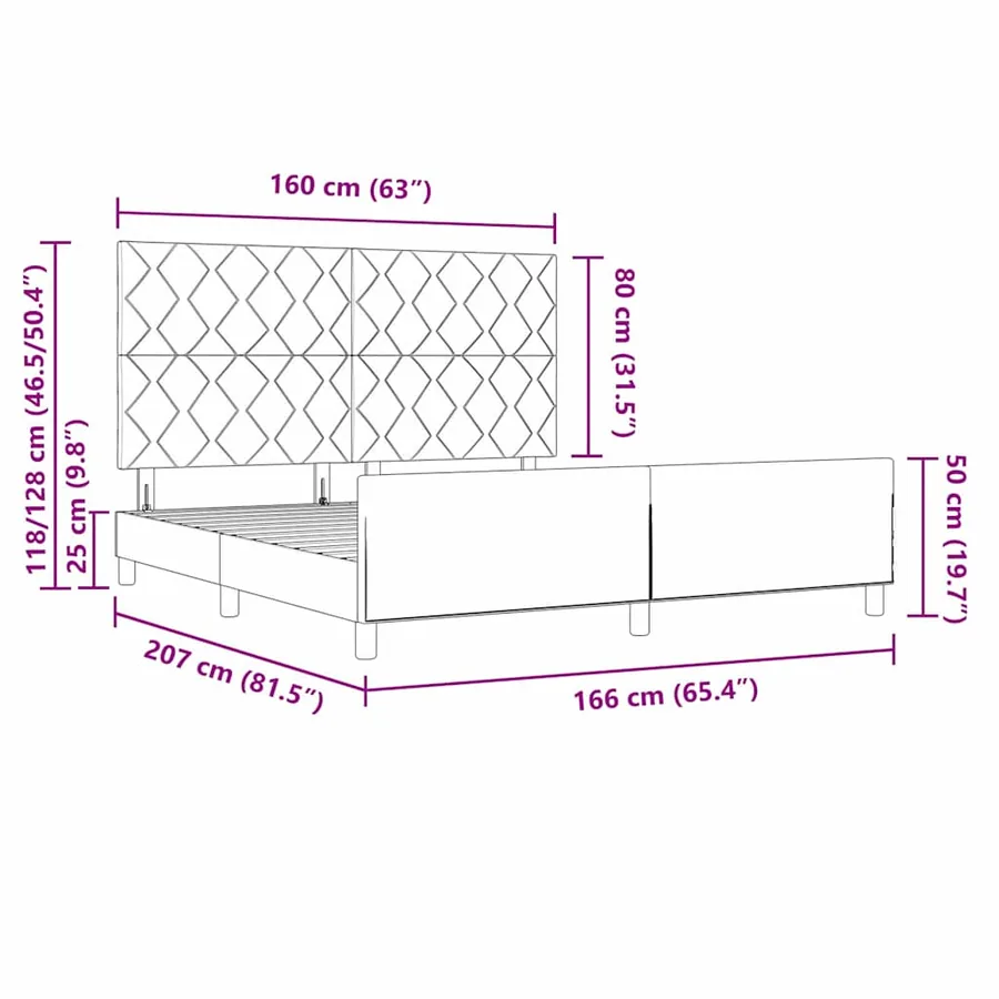 Cadre de lit avec tête de lit Gris clair 160 x 200 cm tissu - 13