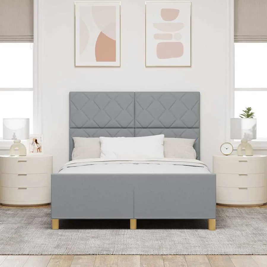 Cadre de lit avec tête de lit Gris clair 160 x 200 cm tissu - 3
