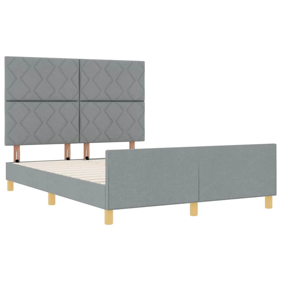 Cadre de lit avec tête de lit Gris clair 160 x 200 cm tissu - 5