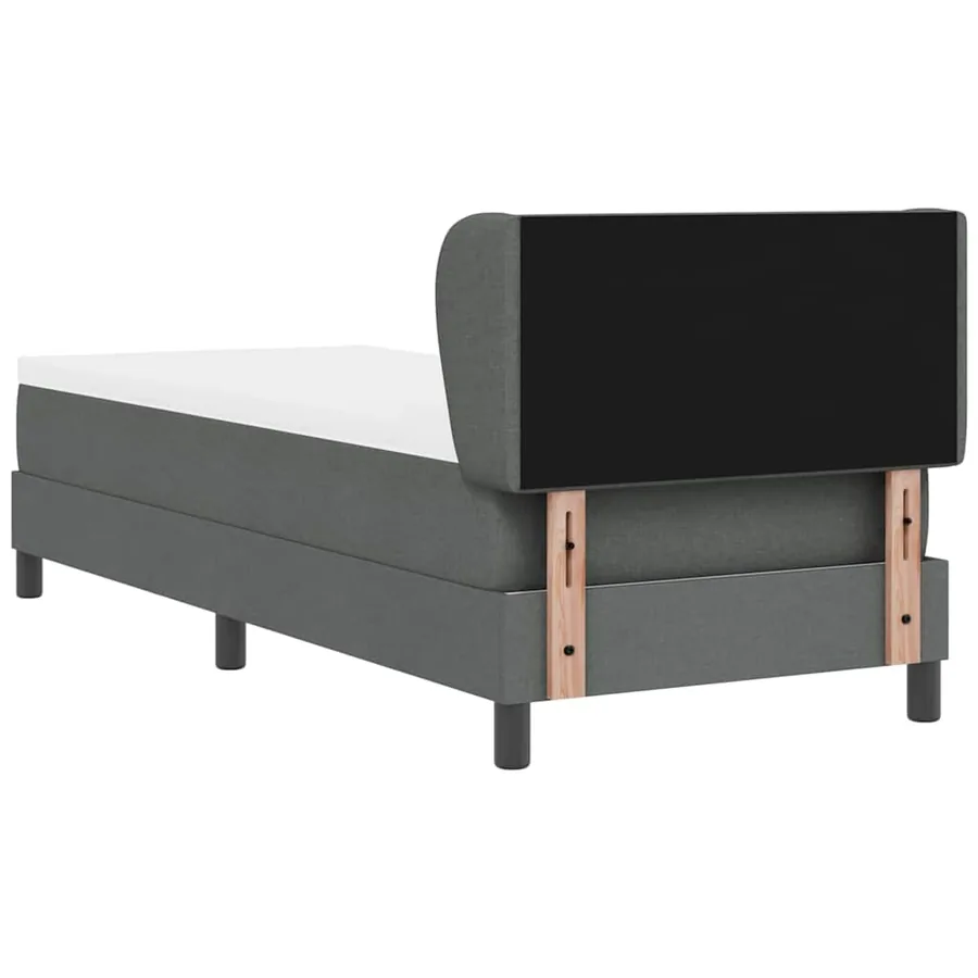 Lit à ressorts avec tête de lit Gris foncé 80 x 200 cm tissu - 9