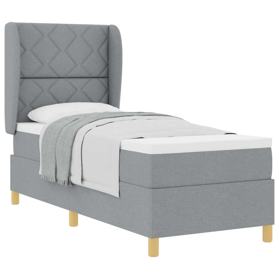 Lit à ressorts avec tête de lit Gris clair 200 x 80 cm tissu - 2