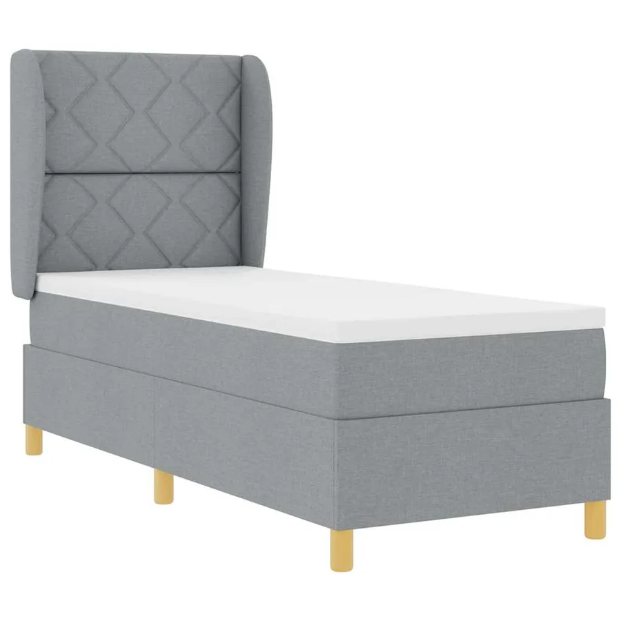 Lit à ressorts avec tête de lit Gris clair 200 x 80 cm tissu - 4