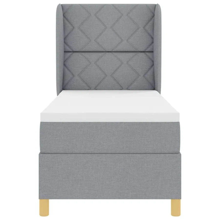 Lit à ressorts avec tête de lit Gris clair 200 x 80 cm tissu - 7