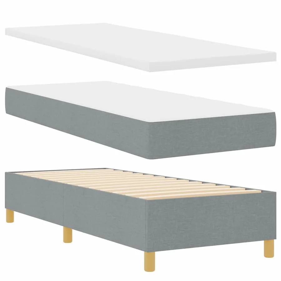 Lit à ressorts avec tête de lit Gris clair 200 x 80 cm tissu - 4