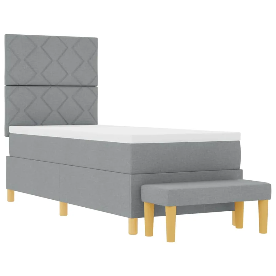 Lit à ressorts avec tête de lit Gris clair 200 x 80 cm tissu - 7