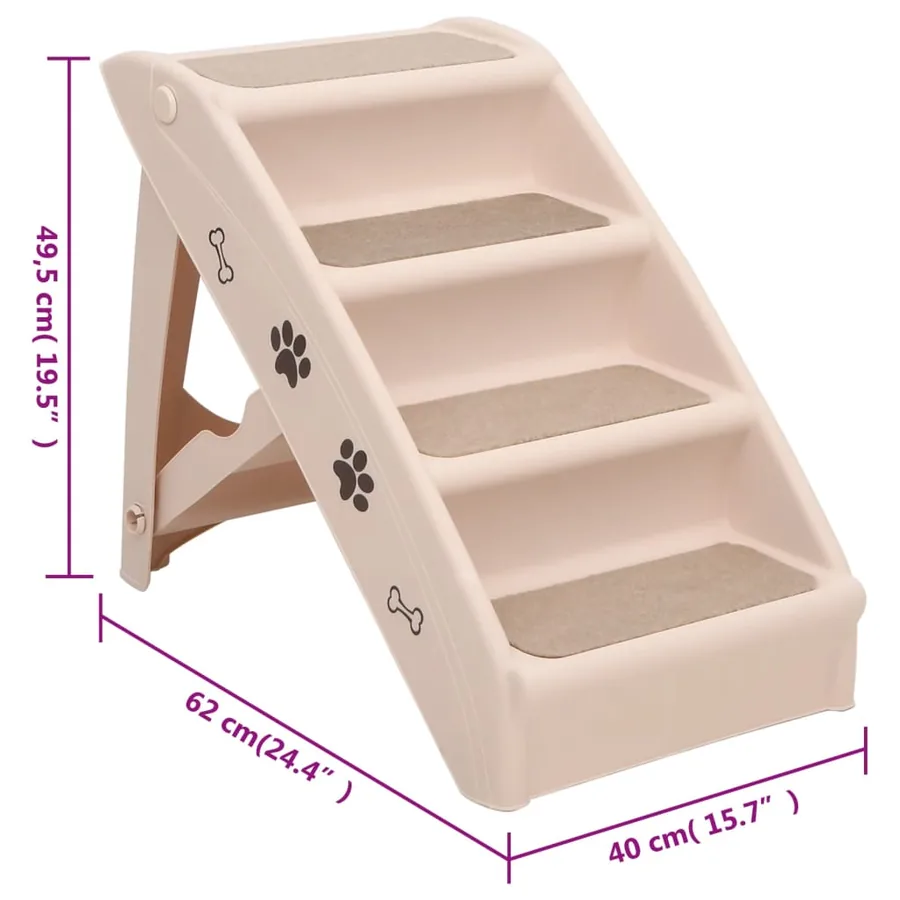 Escaliers pliables pour chiens Crème 62x40x49,5 cm - 9