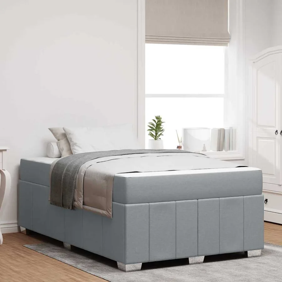Cadre de lit avec matelas Gris clair 120 x 190 cm tissu