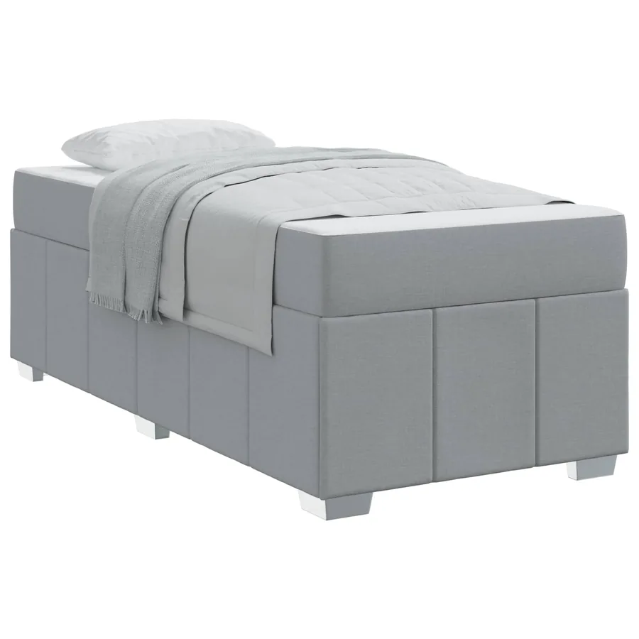 Cadre de lit avec matelas Gris clair 120 x 190 cm tissu - 2