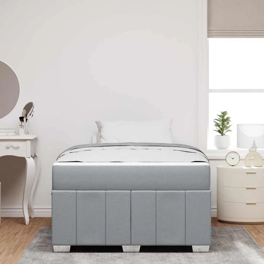 Cadre de lit avec matelas Gris clair 120 x 190 cm tissu - 3