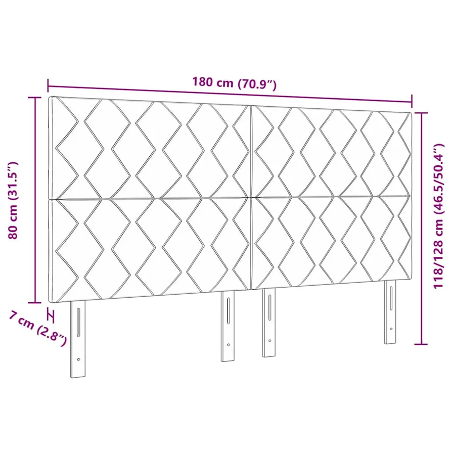 Tête de lit LED Gris clair 180 cm Velours - 8