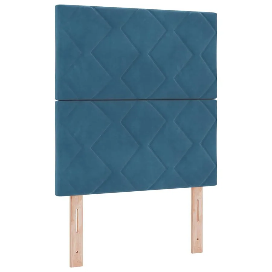 Lit à ressorts avec tête de lit Bleu foncé 200 x 80 cm Velours - 6