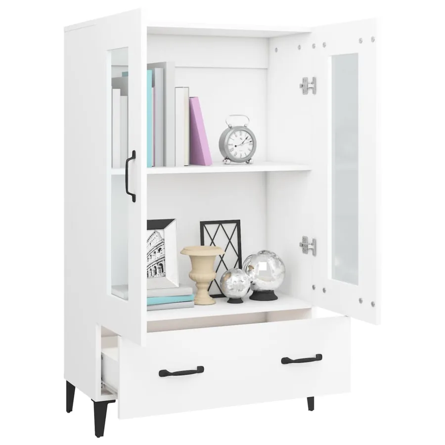 Buffet haut Blanc 70x31x115 cm Bois d'ingénierie - 4