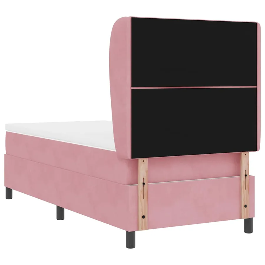 Lit à ressorts avec tête de lit Rose 190 x 90 cm Velours - 9