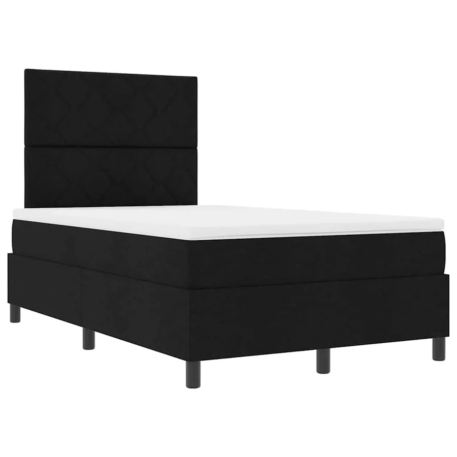 Lit à ressorts avec tête de lit Noir 120 x 190 cm tissu - 5