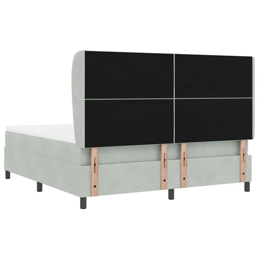 Lit à ressorts avec tête de lit Gris clair 200 x 180 cm Velours - 9
