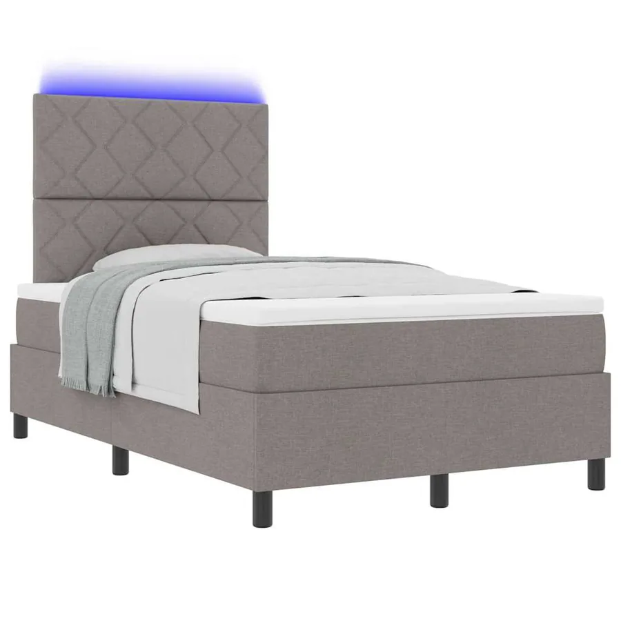 Lit à ressorts avec bandes LED Taupe 120 x 190 cm tissu - 3