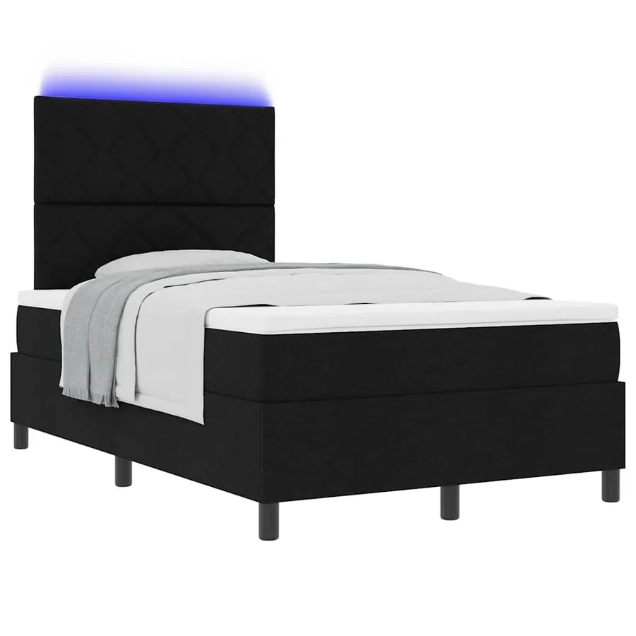 Lit à ressorts avec bandes LED Noir 120 x 190 cm tissu - 3