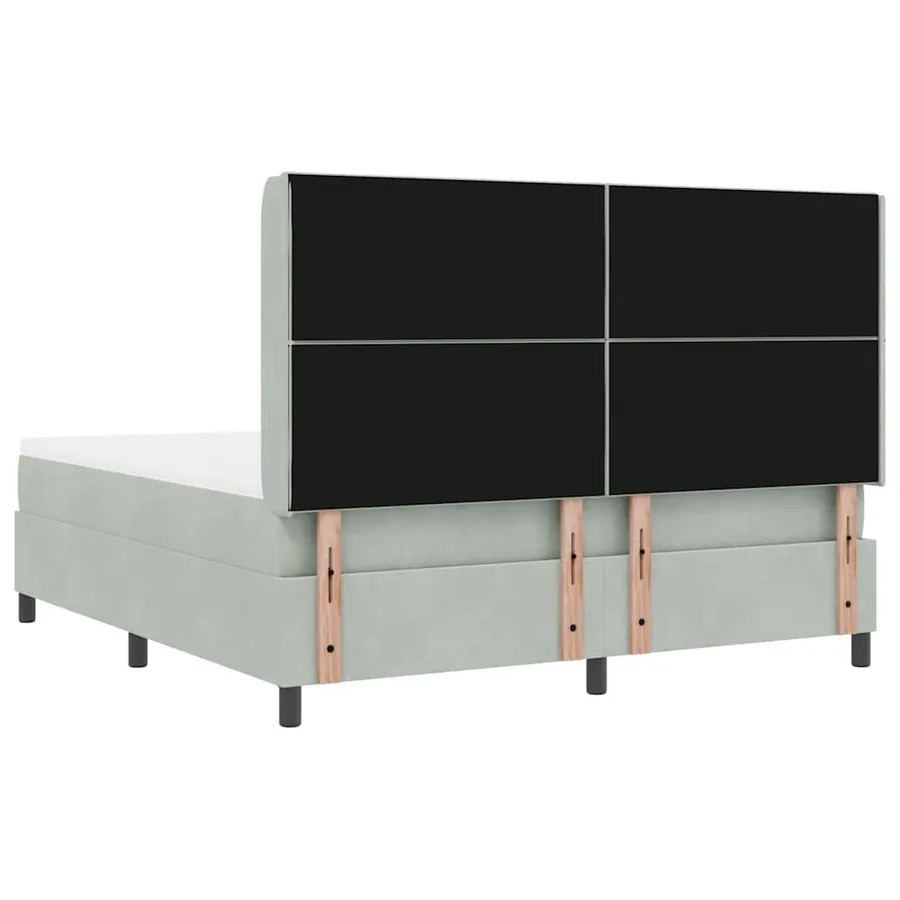 Lit à ressorts avec bandes LED Gris clair 180 x 200 cm Velours - 10