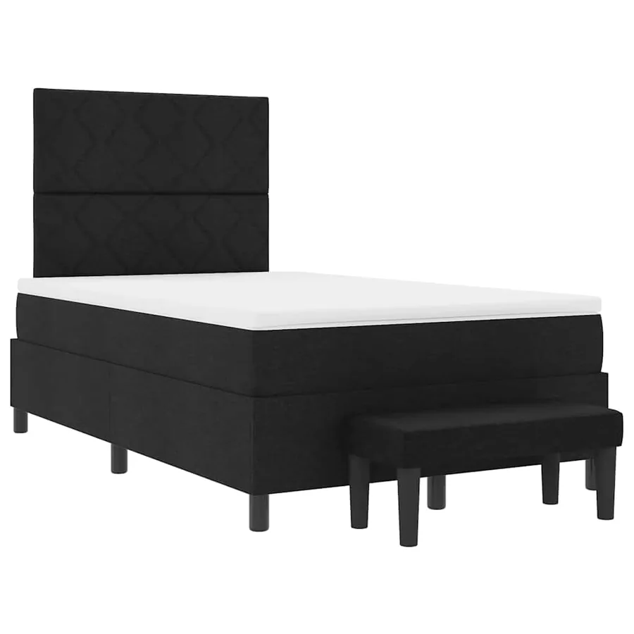 Lit à ressorts avec tête de lit Noir 120 x 190 cm tissu - 7