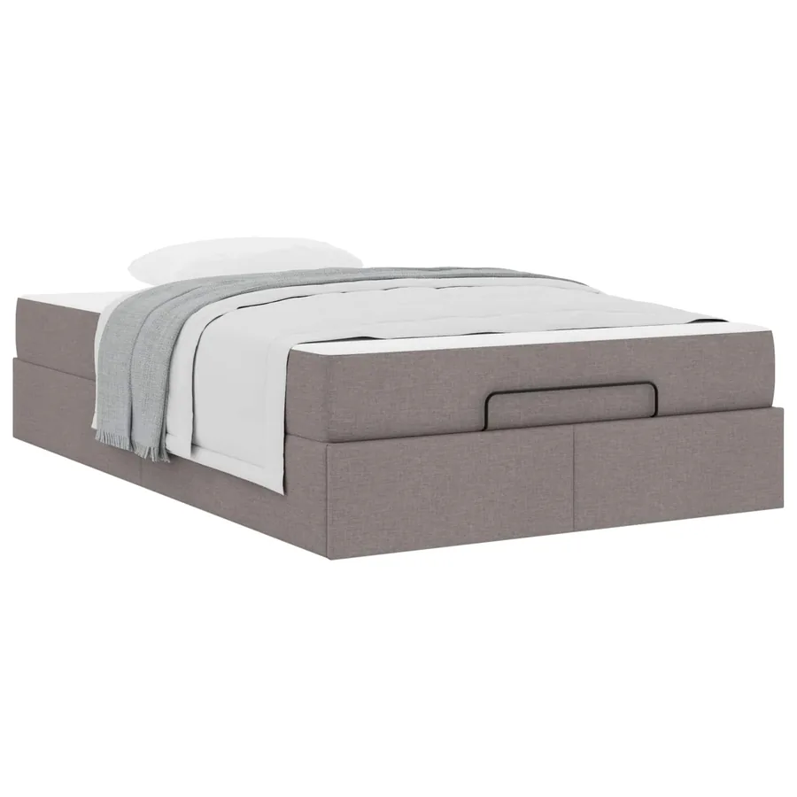 Cadre de lit avec matelas 2 pcs Taupe tissu - 3