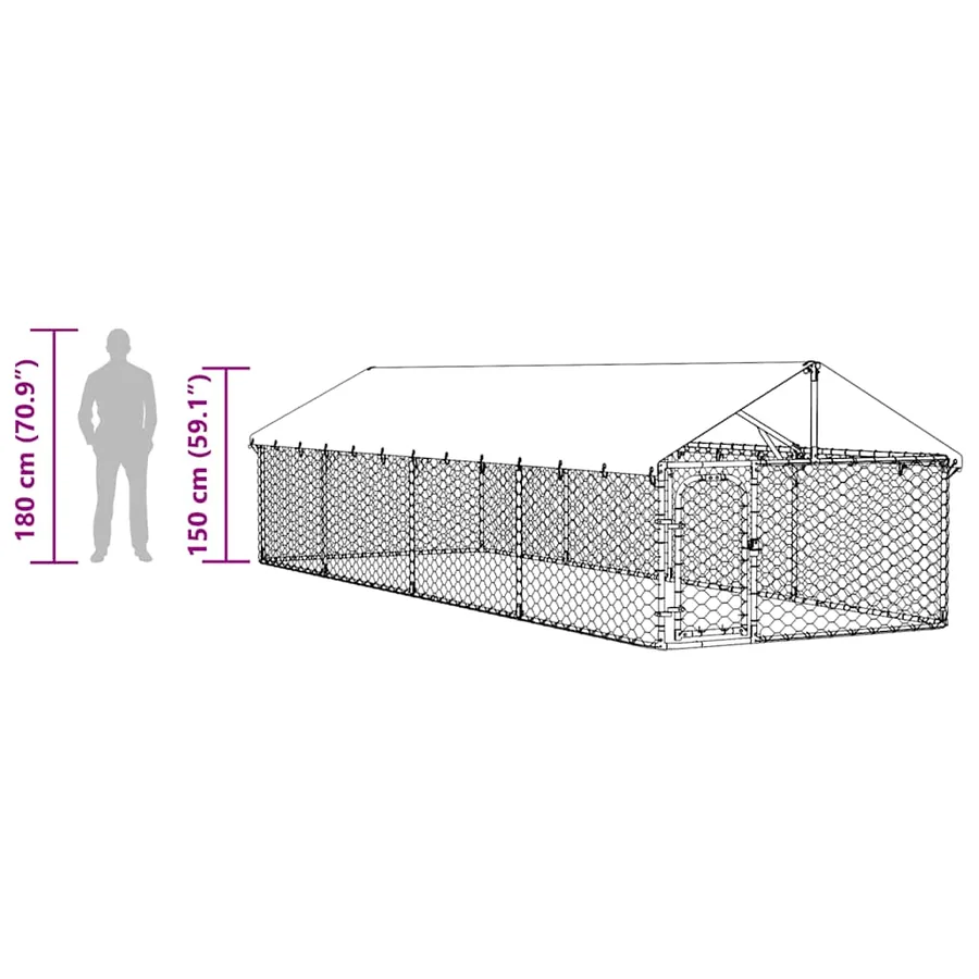 Chenil extérieur avec toit 600x200x150 cm - 14
