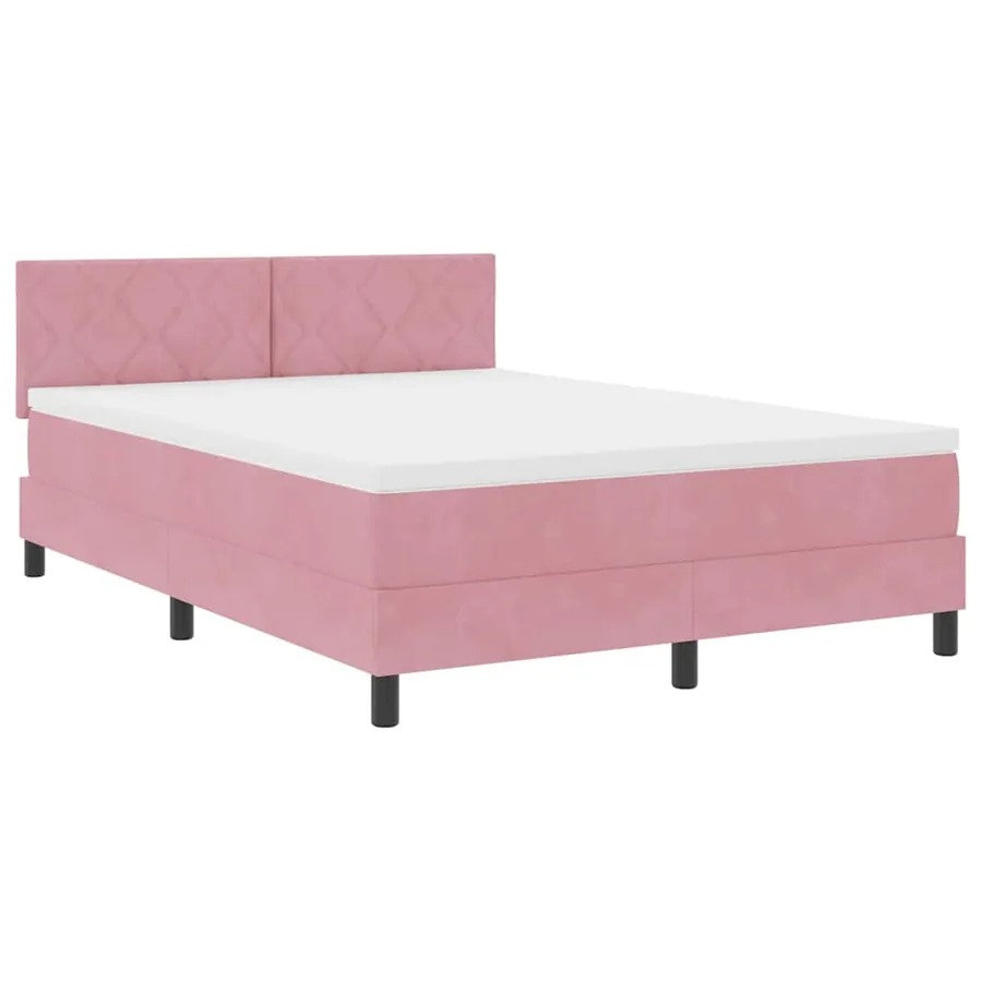 Lit à ressorts avec coussin Rose 160 x 200 cm Velours - 4