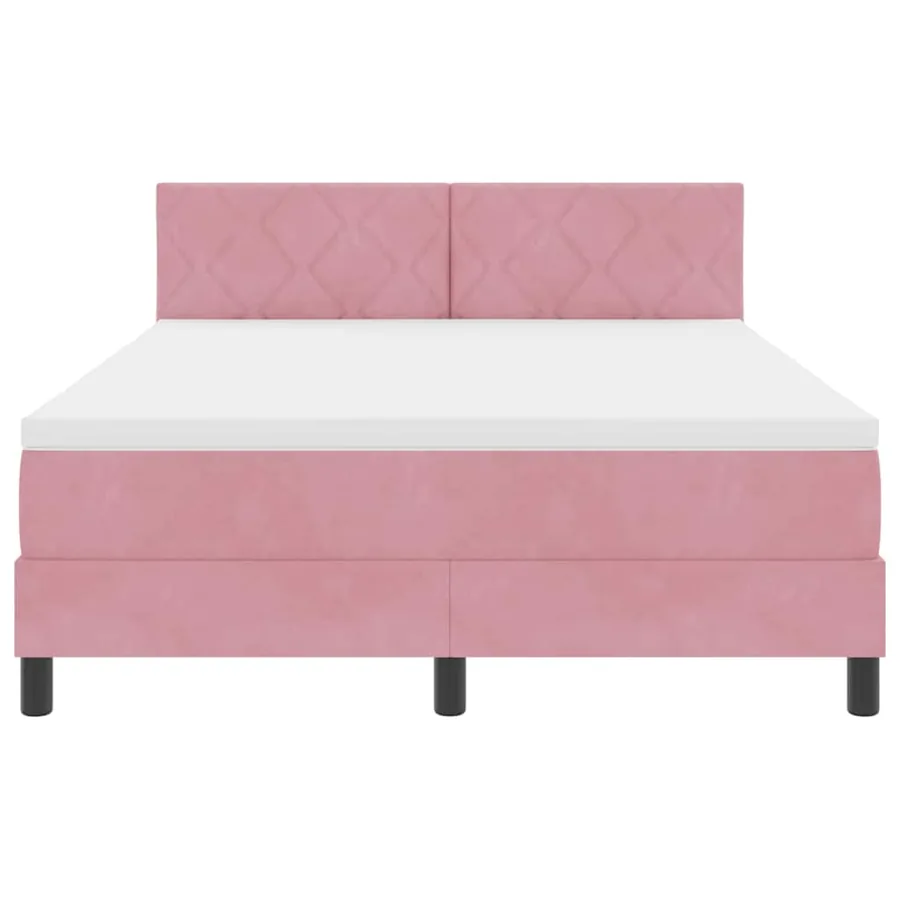 Lit à ressorts avec coussin Rose 160 x 200 cm Velours - 7