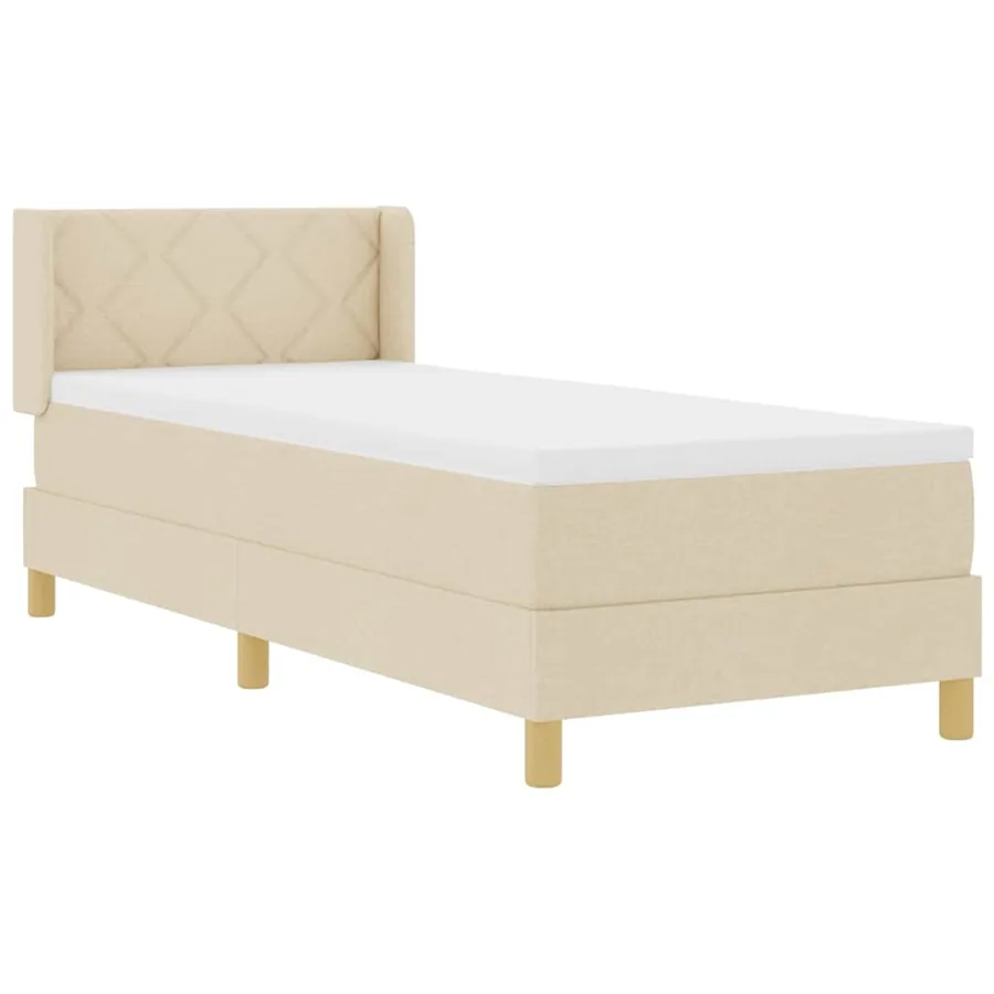 Lit à ressorts avec tête de lit Crème 200 x 80 cm tissu - 4