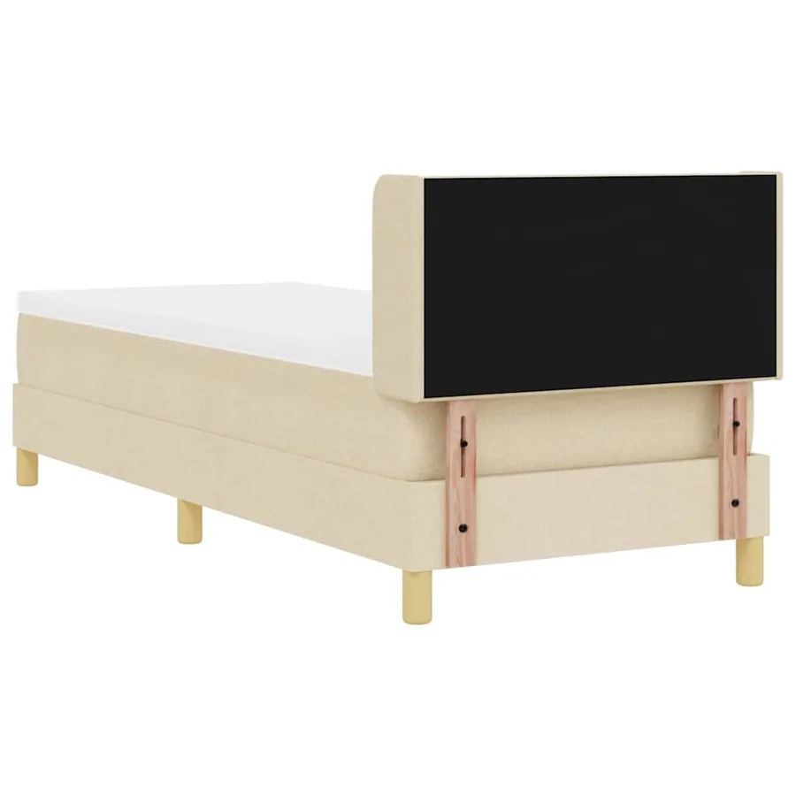 Lit à ressorts avec tête de lit Crème 200 x 80 cm tissu - 7