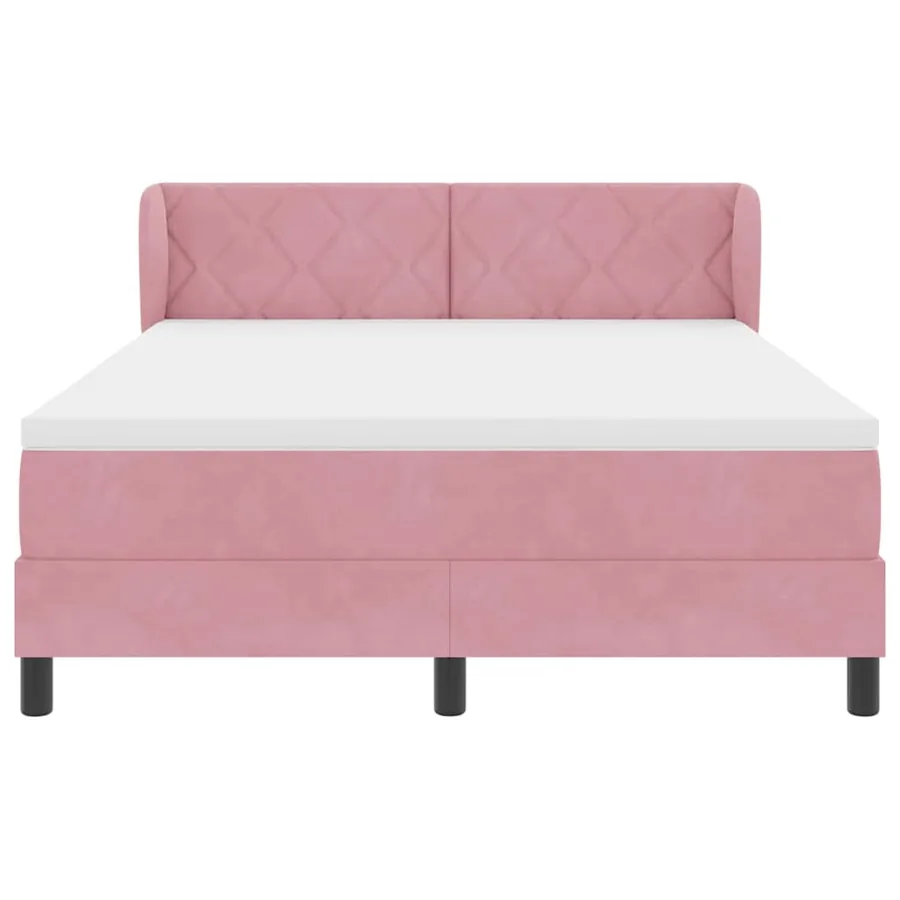Lit à ressorts avec tête de lit Rose 160 x 200 cm Velours - 7
