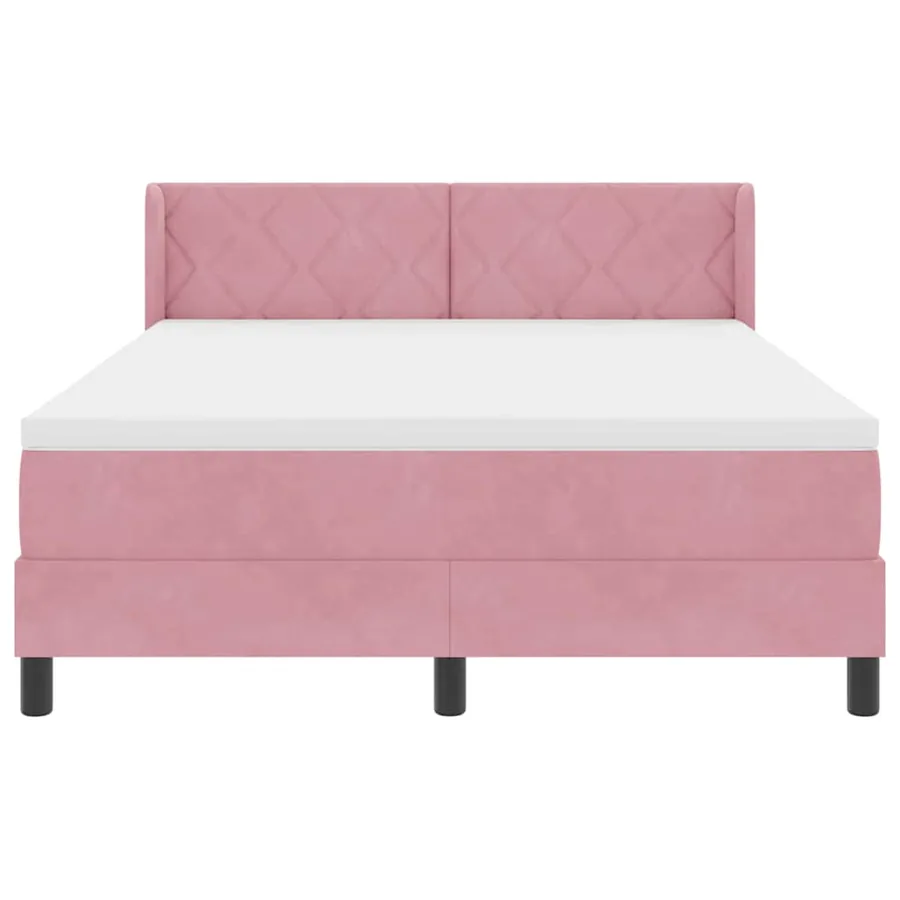 Lit à ressorts avec tête de lit Rose 200 x 160 cm Velours - 7