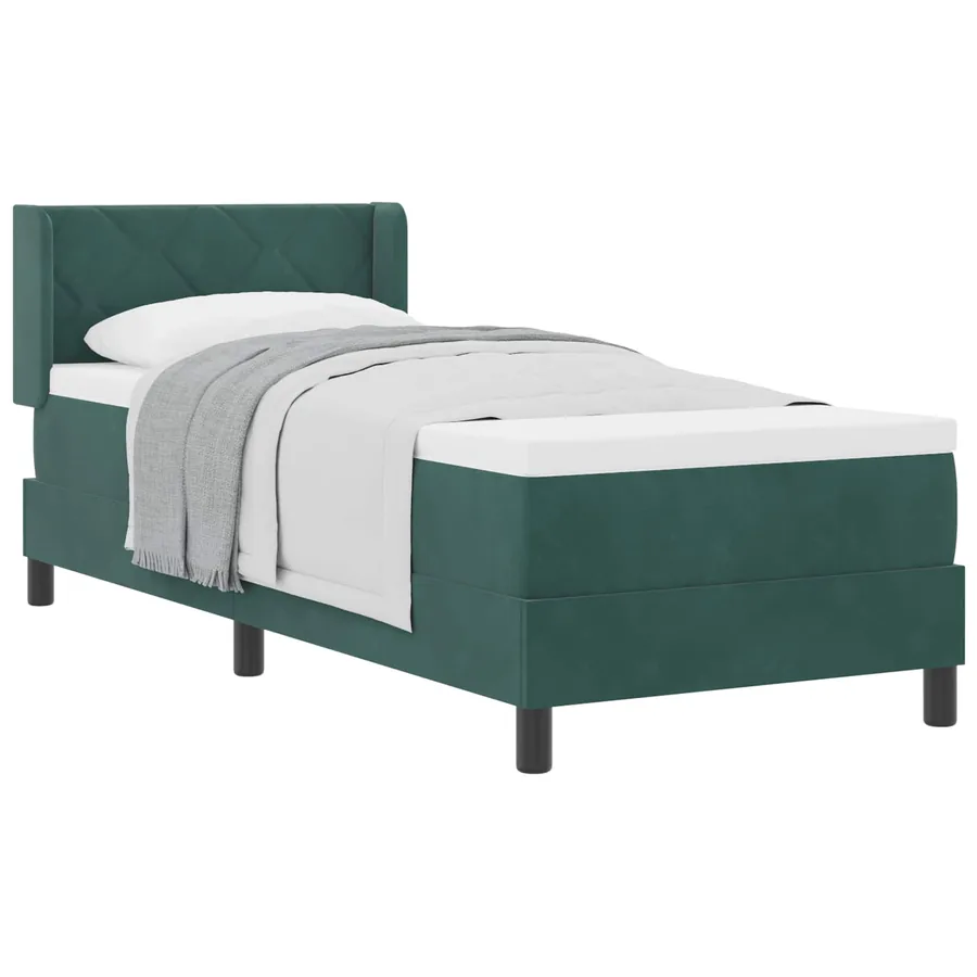 Lit à ressorts avec tête de lit Vert foncé 200 x 80 cm Velours - 2