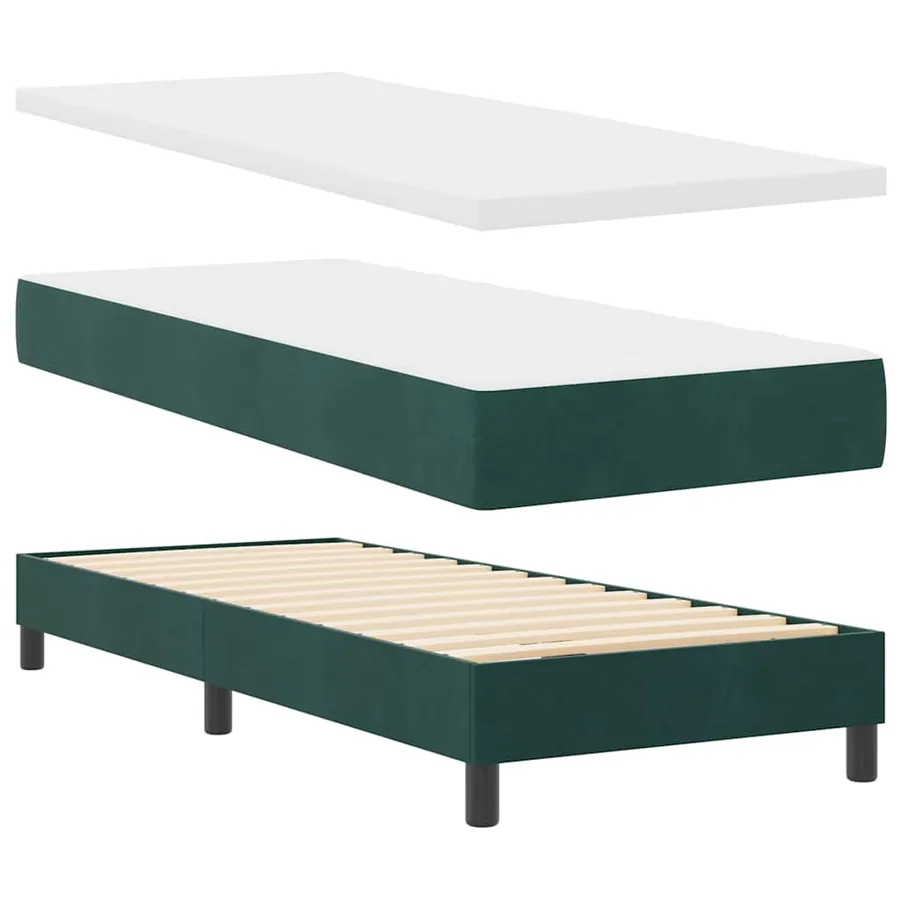 Lit à ressorts avec tête de lit Vert foncé 200 x 80 cm Velours - 3