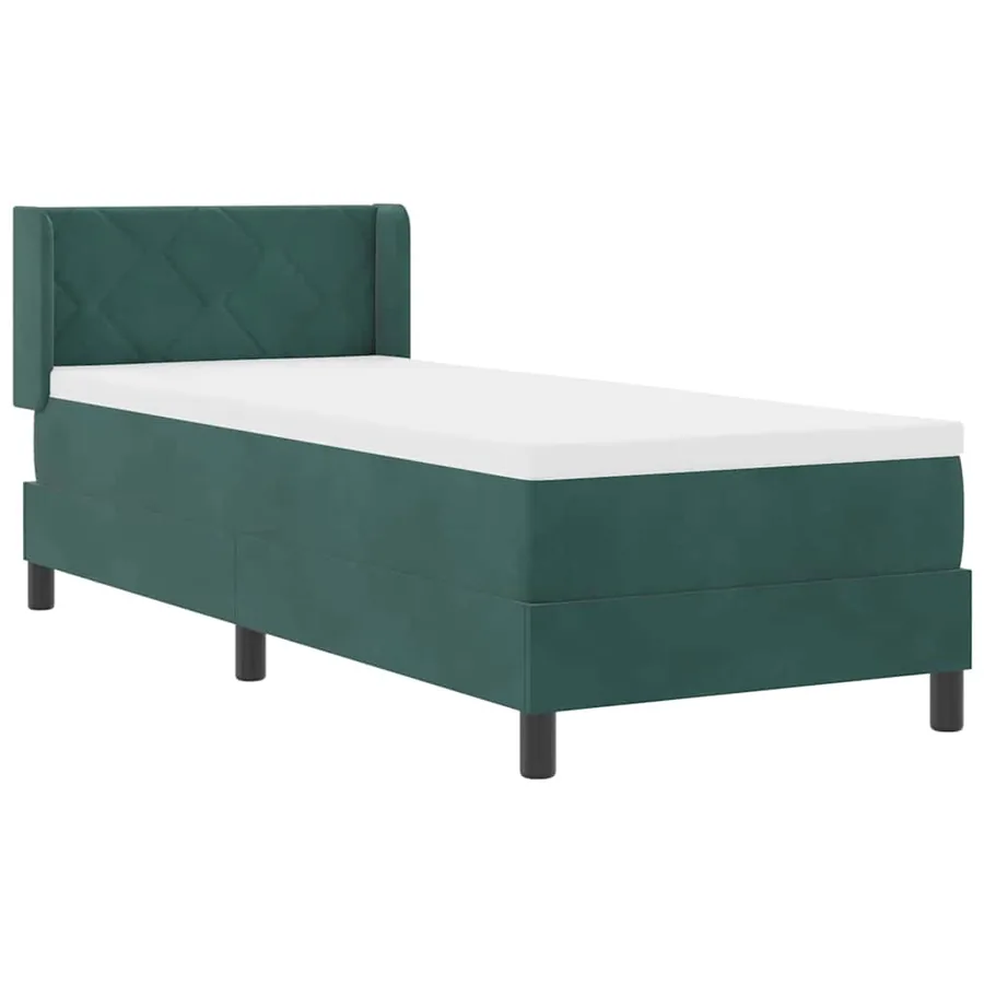 Lit à ressorts avec tête de lit Vert foncé 200 x 80 cm Velours - 5