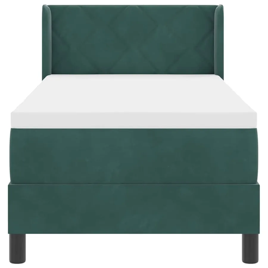 Lit à ressorts avec tête de lit Vert foncé 200 x 80 cm Velours - 6