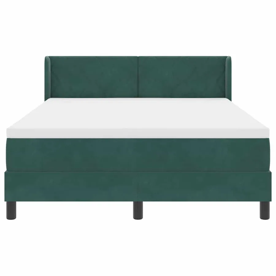 Lit à ressorts avec tête de lit Vert foncé 190 x 140 cm Velours - 7
