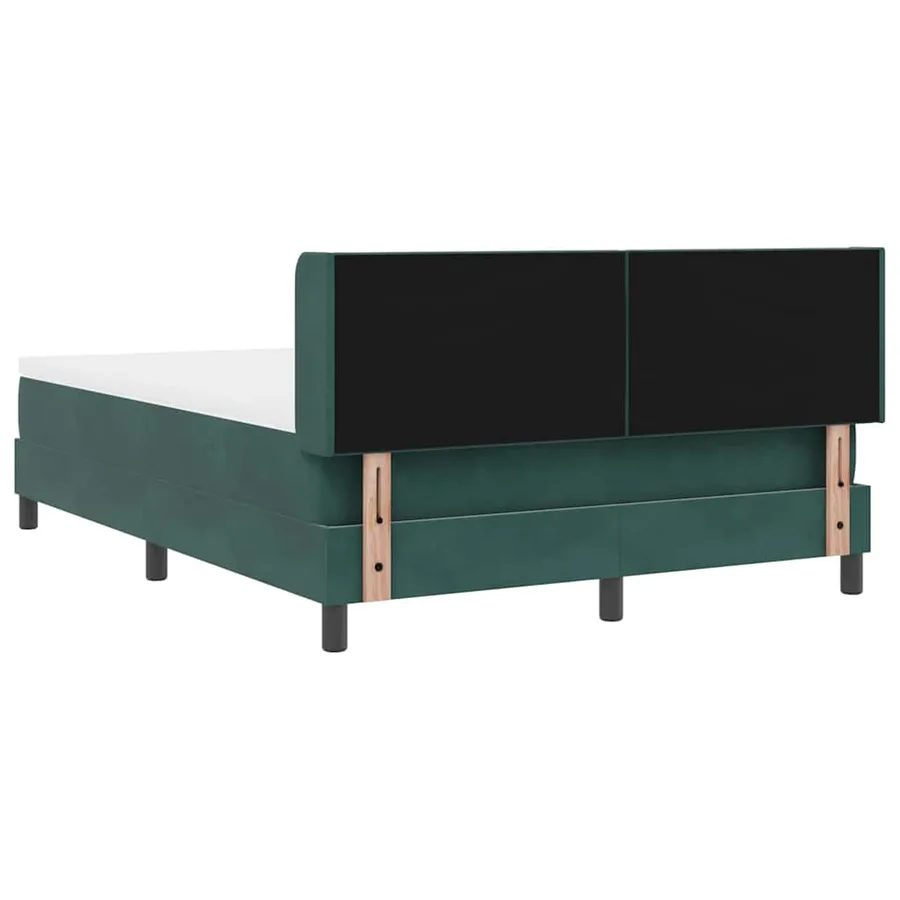 Lit à ressorts avec tête de lit Vert foncé 190 x 140 cm Velours - 9