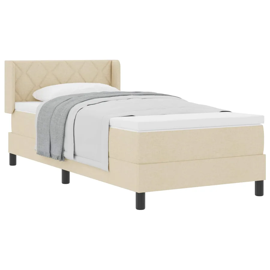 Lit à ressorts avec coussin Crème 190 x 90 cm tissu - 2