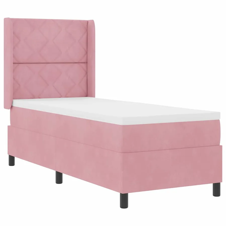 Lit à ressorts avec tête de lit Rose 80 x 200 cm Velours - 4
