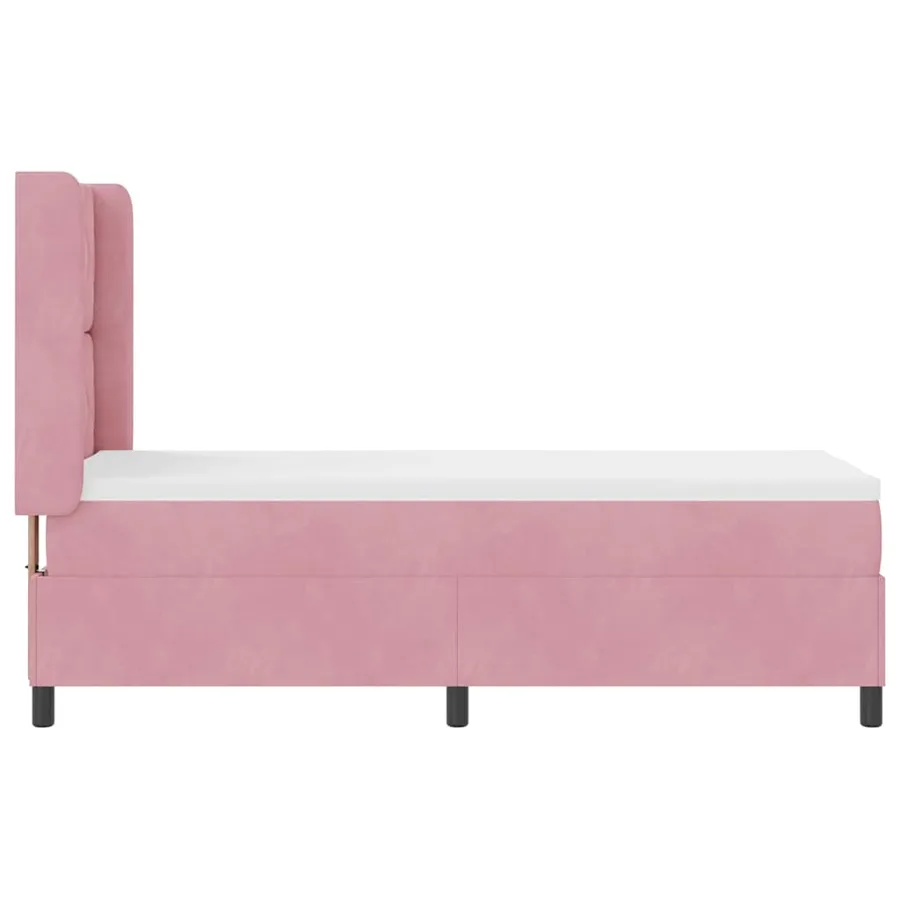 Lit à ressorts avec tête de lit Rose 80 x 200 cm Velours - 7