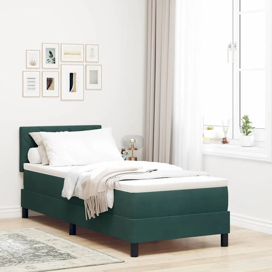Lit à ressort LED Vert foncé 80 x 200 cm Velours