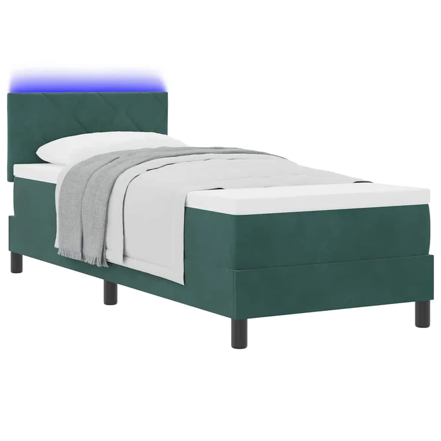 Lit à ressort LED Vert foncé 80 x 200 cm Velours - 3